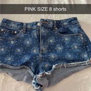 PINK Victoria's Secret Blue Floral Jean Shorts